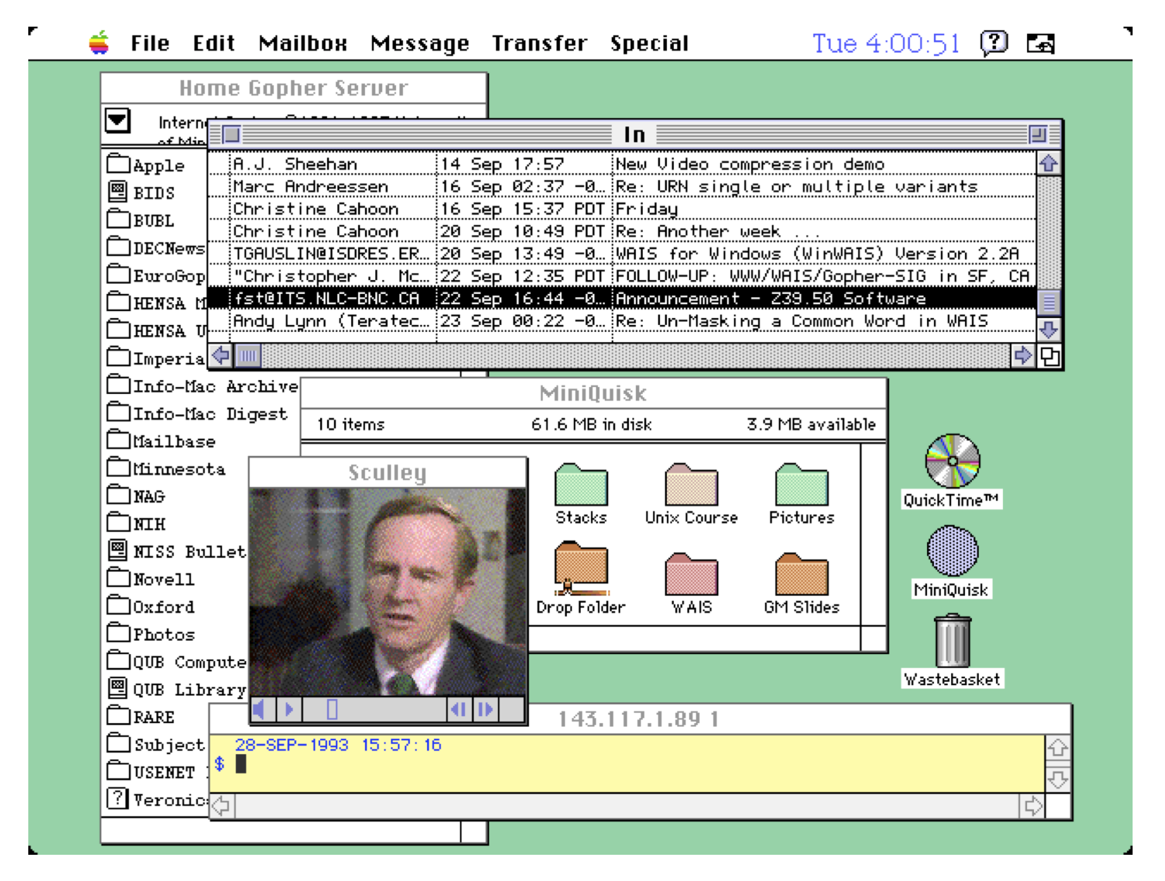Screen shot, desktop computer, 1993