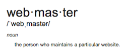 Webmaster definition, everything rolled into one Webmaster definition